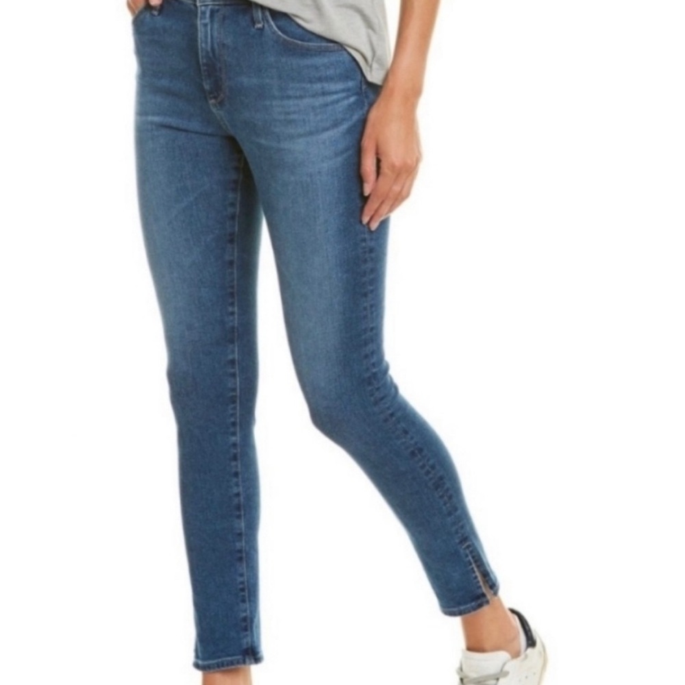 Adriano Goldschmied The Farrah Skinny Ankle High-Rise Split Hem Blue Jeans 30